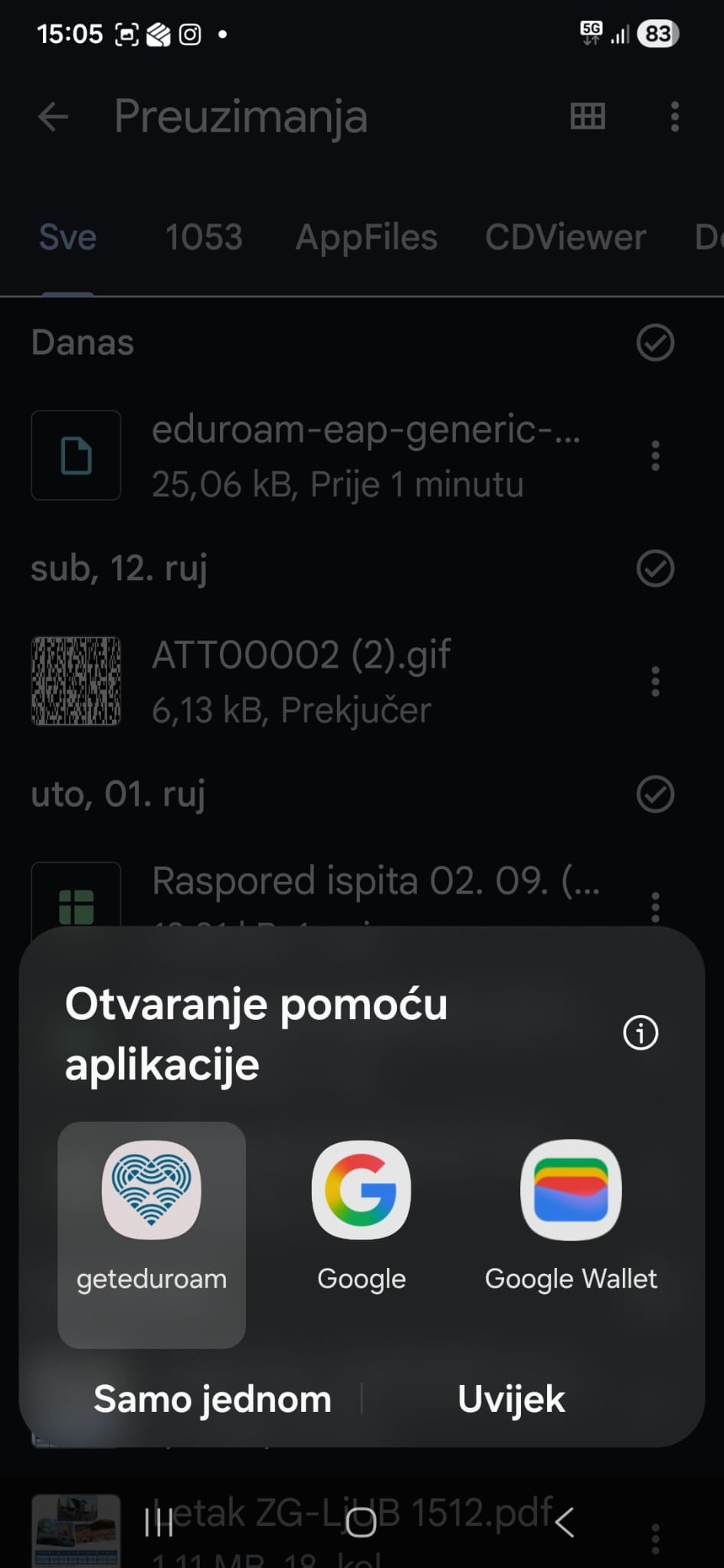 Android – otvaranje eap-config datoteke pomoću geteduroam aplikacije